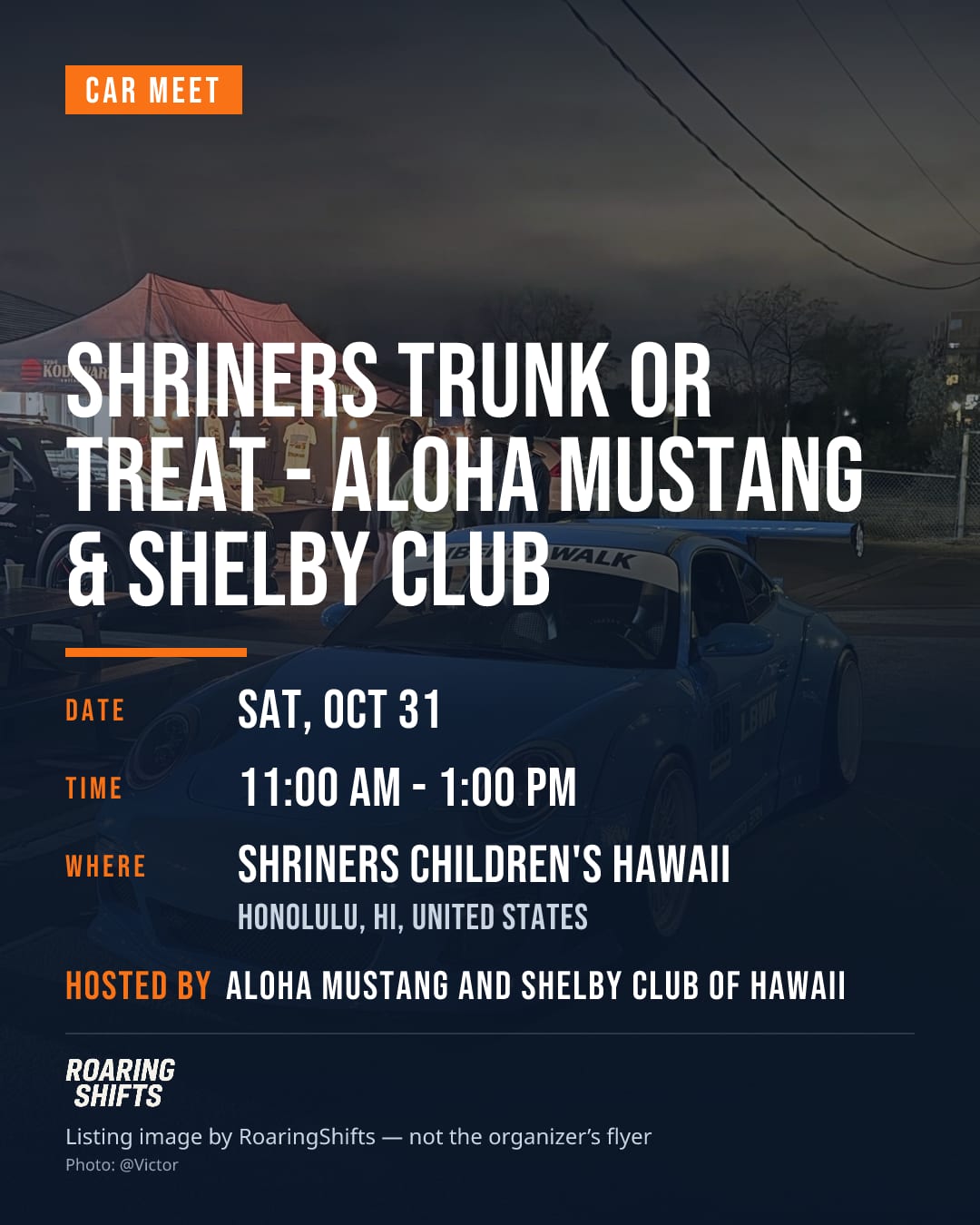 Shriners Trunk or Treat - Aloha Mustang & Shelby Club flyer