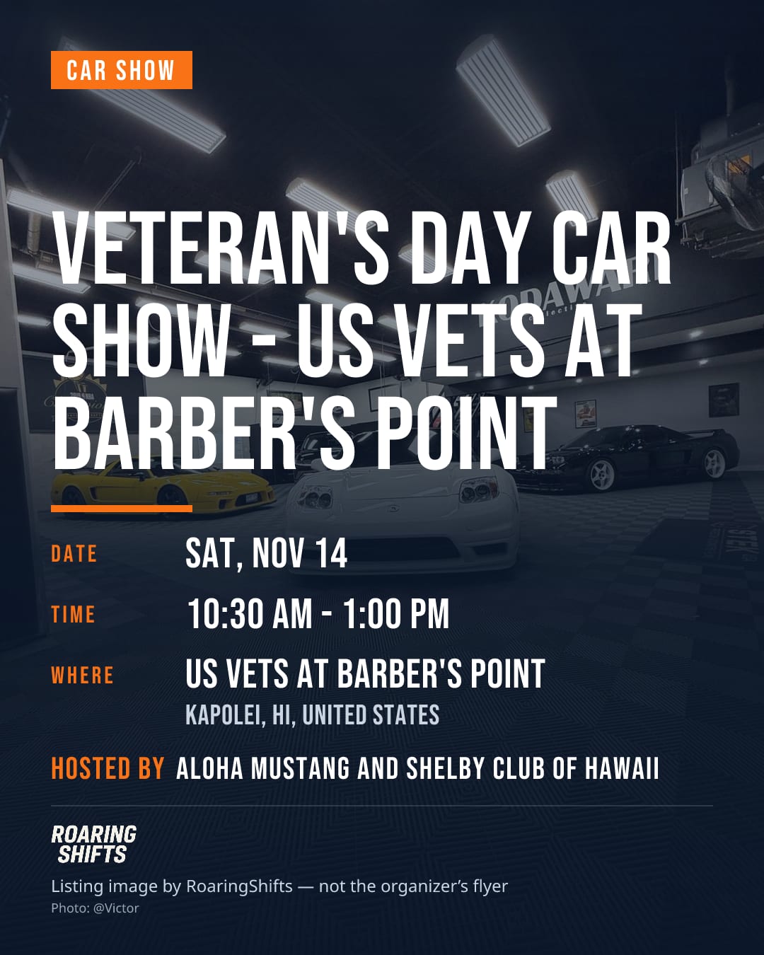 Veteran's Day Car Show - US Vets at Barber's Point flyer